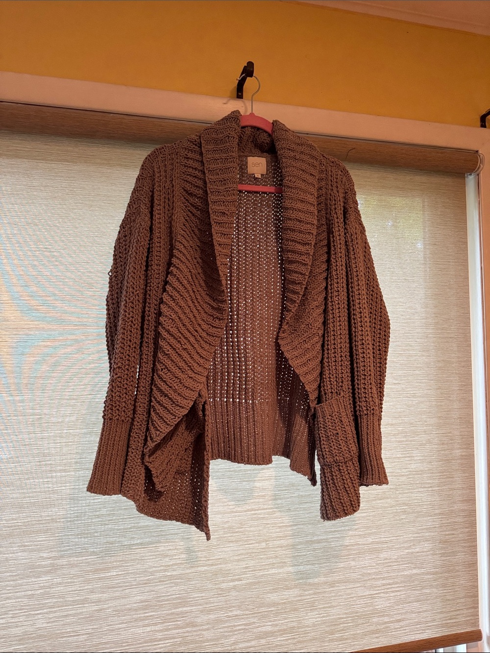 Women's Chocolate Brown Open-Front Knit Cardigan Sweater